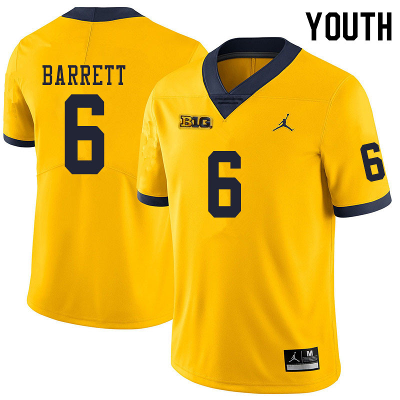 Youth #6 Michael Barrett Michigan Wolverines College Football Jerseys Sale-Yellow